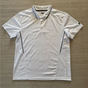 Prince Interlock 3-Button white short sleeve golf polo shirt men’s size L